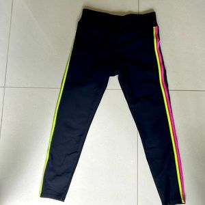 Aqua Athletic Neon side Stripe High Rise Leggings